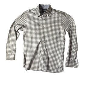 Bonobos Button Down Shirt Men's Small Grey Gingham Slim Fit Cotton Long Sleeve